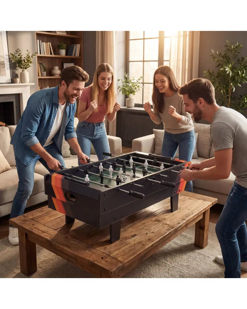 4 in 1 Combo Game Table Set with Billiards-Black - Black - Game Room