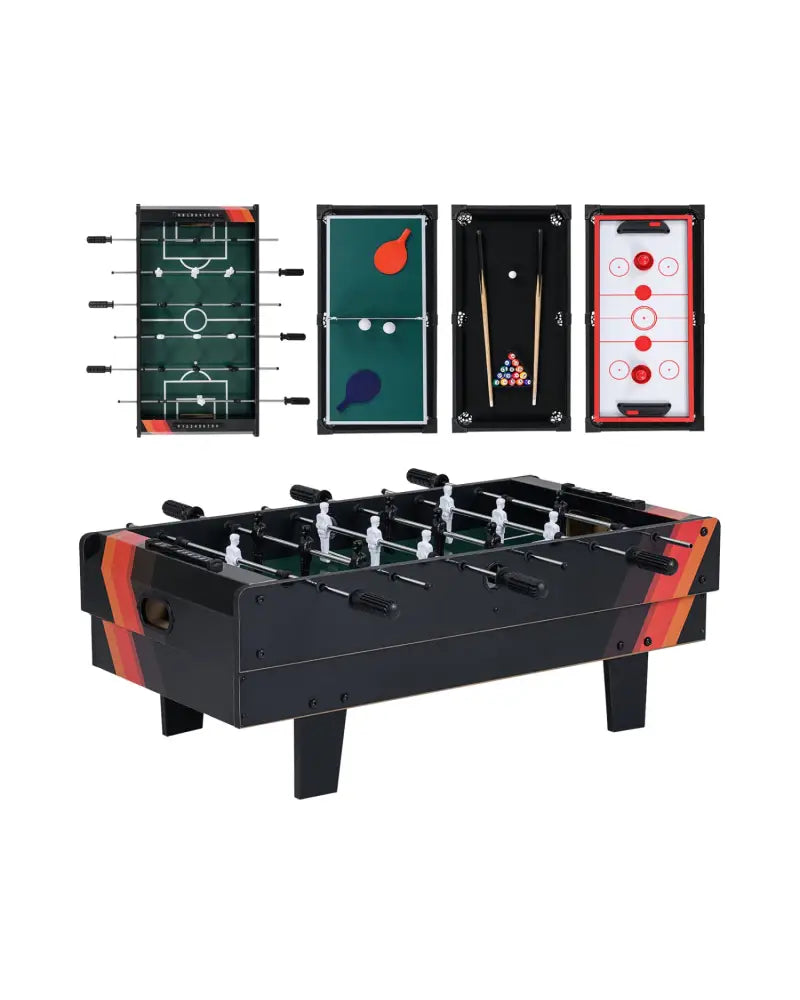 4 in 1 Combo Game Table Set with Billiards-Black - Black - Game Room