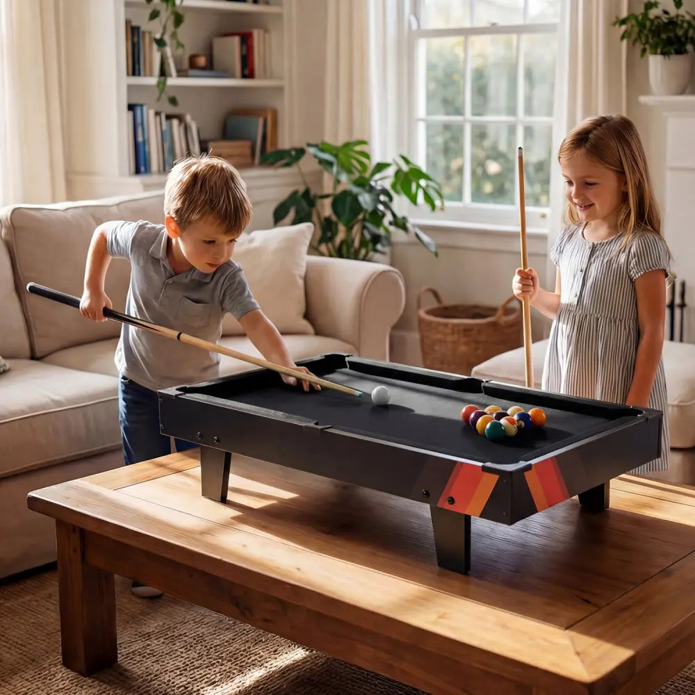 4 in 1 Combo Game Table Set with Billiards-Black - Black - Game Room