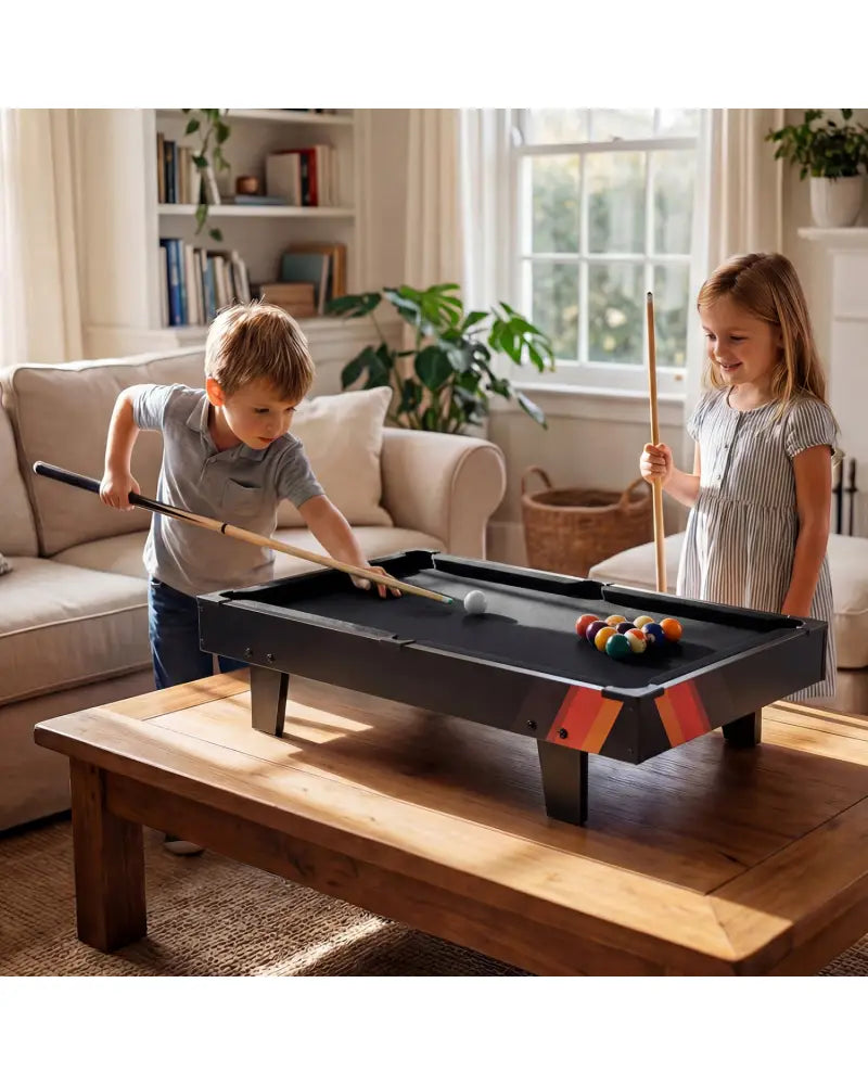 4 in 1 Combo Game Table Set with Billiards-Black - Black - Game Room