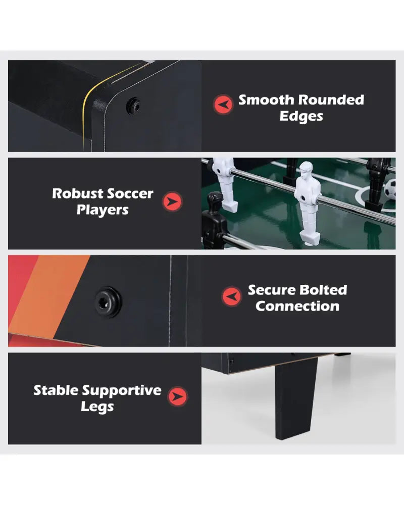 4 in 1 Combo Game Table Set with Billiards-Black - Black - Game Room