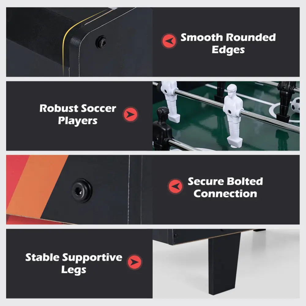 4 in 1 Combo Game Table Set with Billiards-Black - Black - Game Room