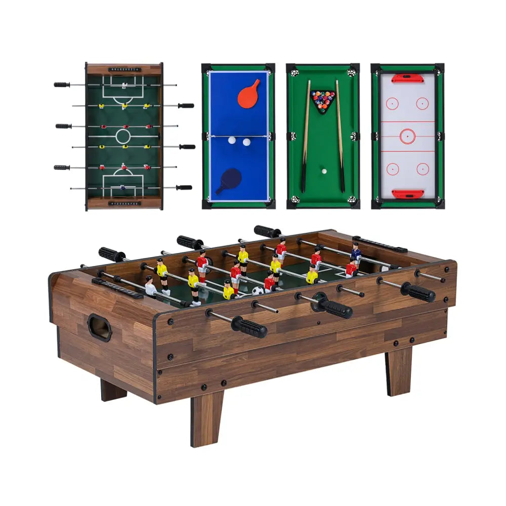 4 in 1 Combo Game Table Set with Billiards-Natural - Natural - Game Room