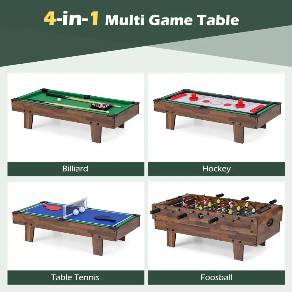 4 in 1 Combo Game Table Set with Billiards-Natural - Natural - Game Room
