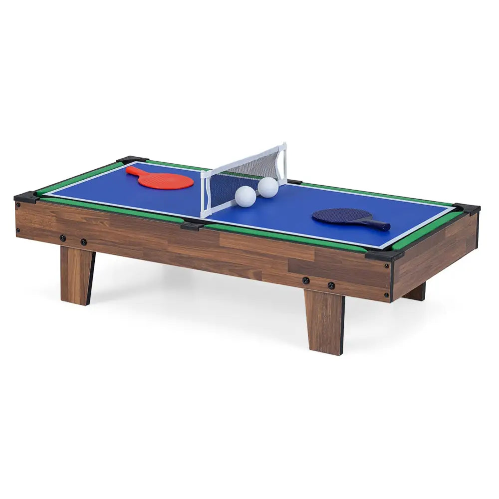 4 in 1 Combo Game Table Set with Billiards-Natural - Natural - Game Room