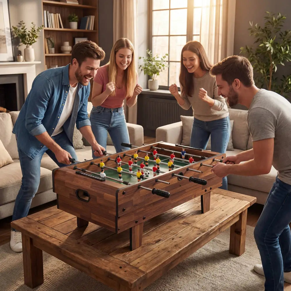 4 in 1 Combo Game Table Set with Billiards-Natural - Natural - Game Room