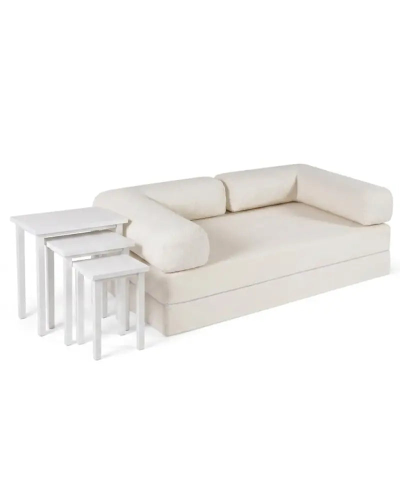 4-in-1 Convertible Folding Sofa Bed and 3-Piece Side Table Set - Living Room