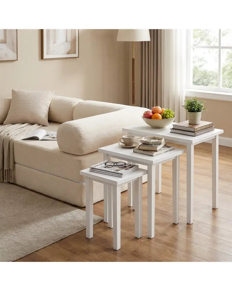 4-in-1 Convertible Folding Sofa Bed and 3-Piece Side Table Set - Living Room