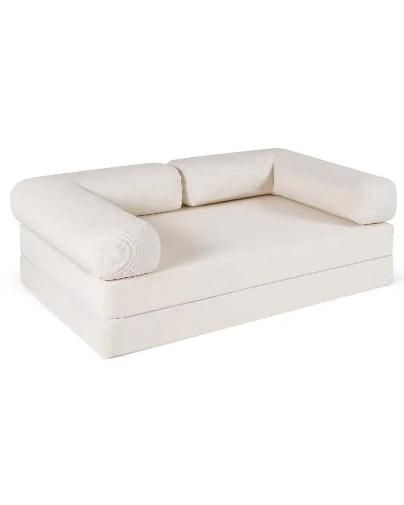 4-in-1 Convertible Folding Sofa Bed with Comfy Corduroy Cover-Beige - Beige - Sofas & Loveseats