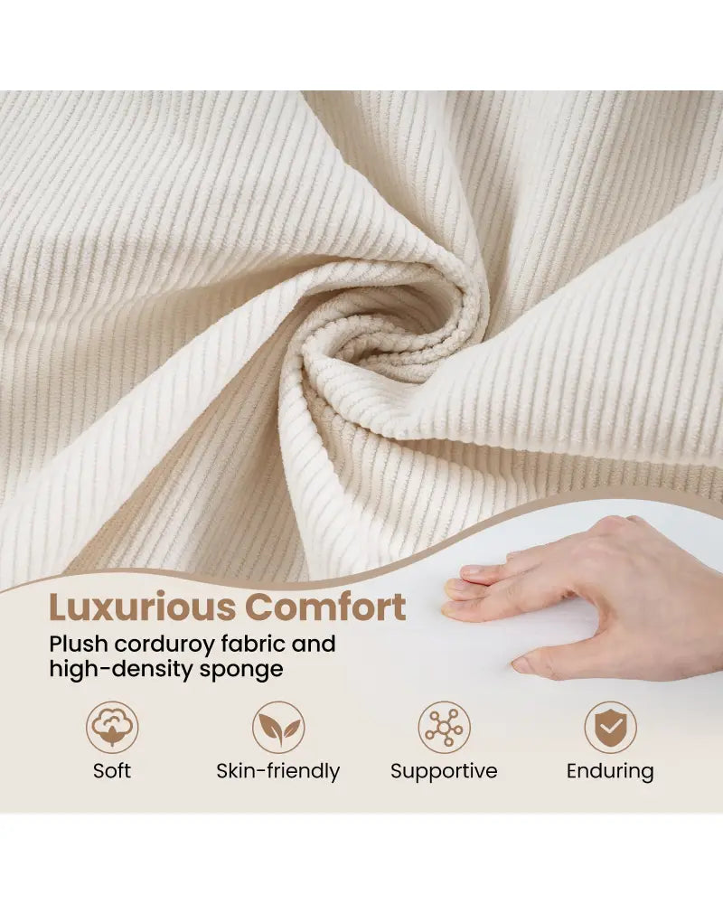 4-in-1 Convertible Folding Sofa Bed with Comfy Corduroy Cover-Beige - Beige - Sofas & Loveseats