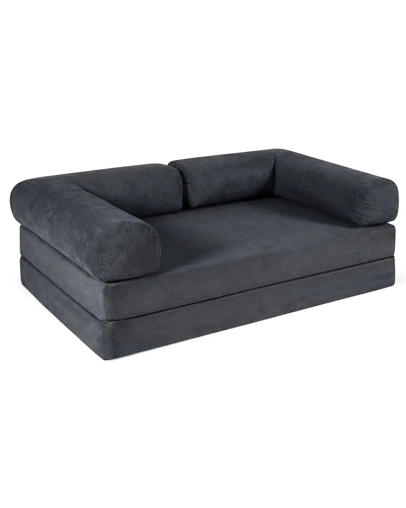 4-in-1 Convertible Folding Sofa Bed with Comfy Corduroy Cover-Gray - Gray - Sofas & Loveseats