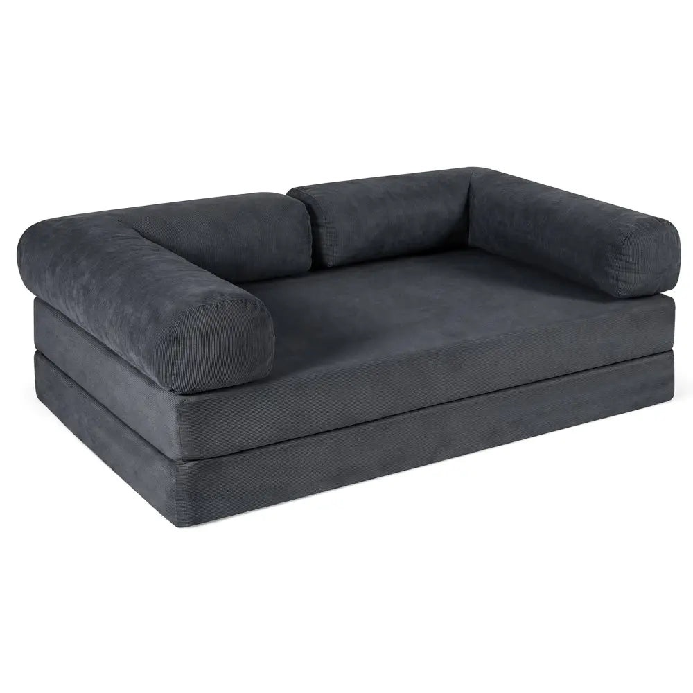 4-in-1 Convertible Folding Sofa Bed with Comfy Corduroy Cover-Gray - Gray - Sofas & Loveseats