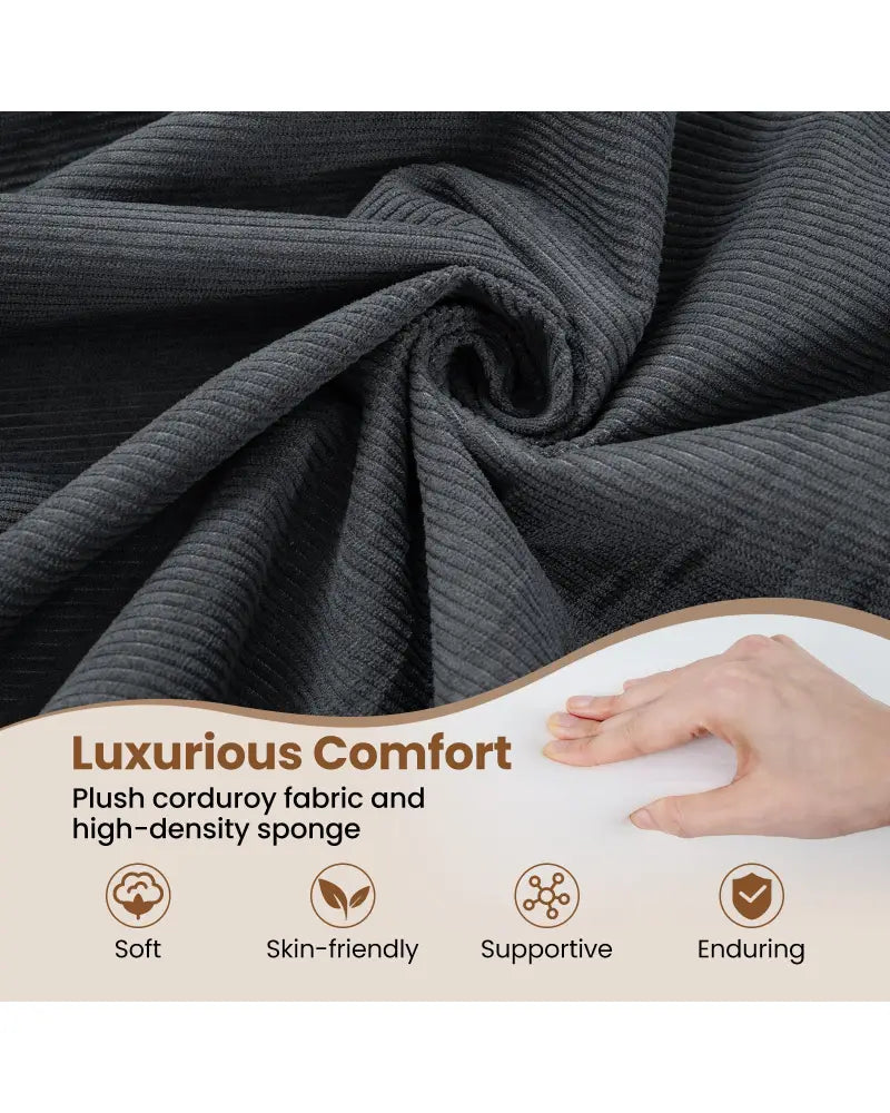 4-in-1 Convertible Folding Sofa Bed with Comfy Corduroy Cover-Gray - Gray - Sofas & Loveseats