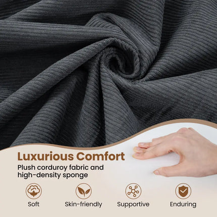 4-in-1 Convertible Folding Sofa Bed with Comfy Corduroy Cover-Gray - Gray - Sofas & Loveseats
