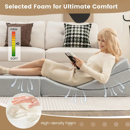 4-in-1 Convertible Folding Sofa Bed with High-Density Foam-Gray Costway