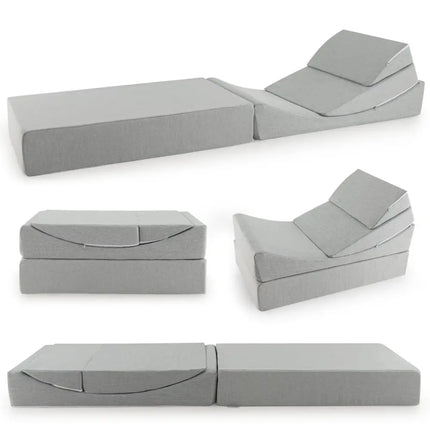 4-in-1 Convertible Folding Sofa Bed with High-Density Foam-Gray Costway