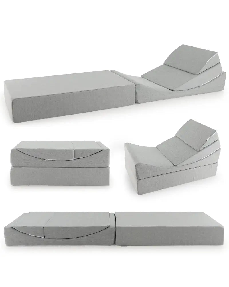 4-in-1 Convertible Folding Sofa Bed with High-Density Foam-Gray - Gray - Bedding