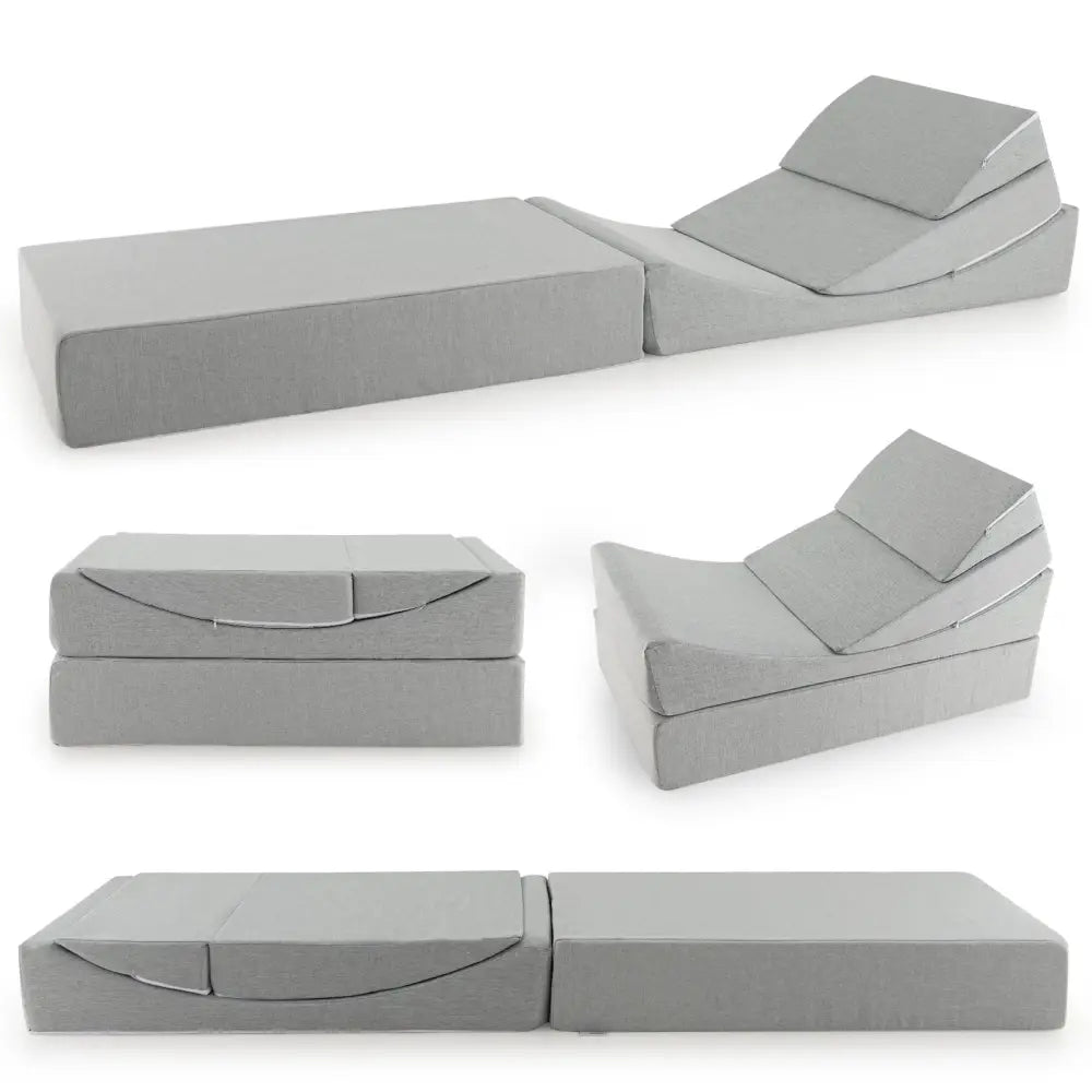 4-in-1 Convertible Folding Sofa Bed with High-Density Foam-Gray - Gray - Bedding