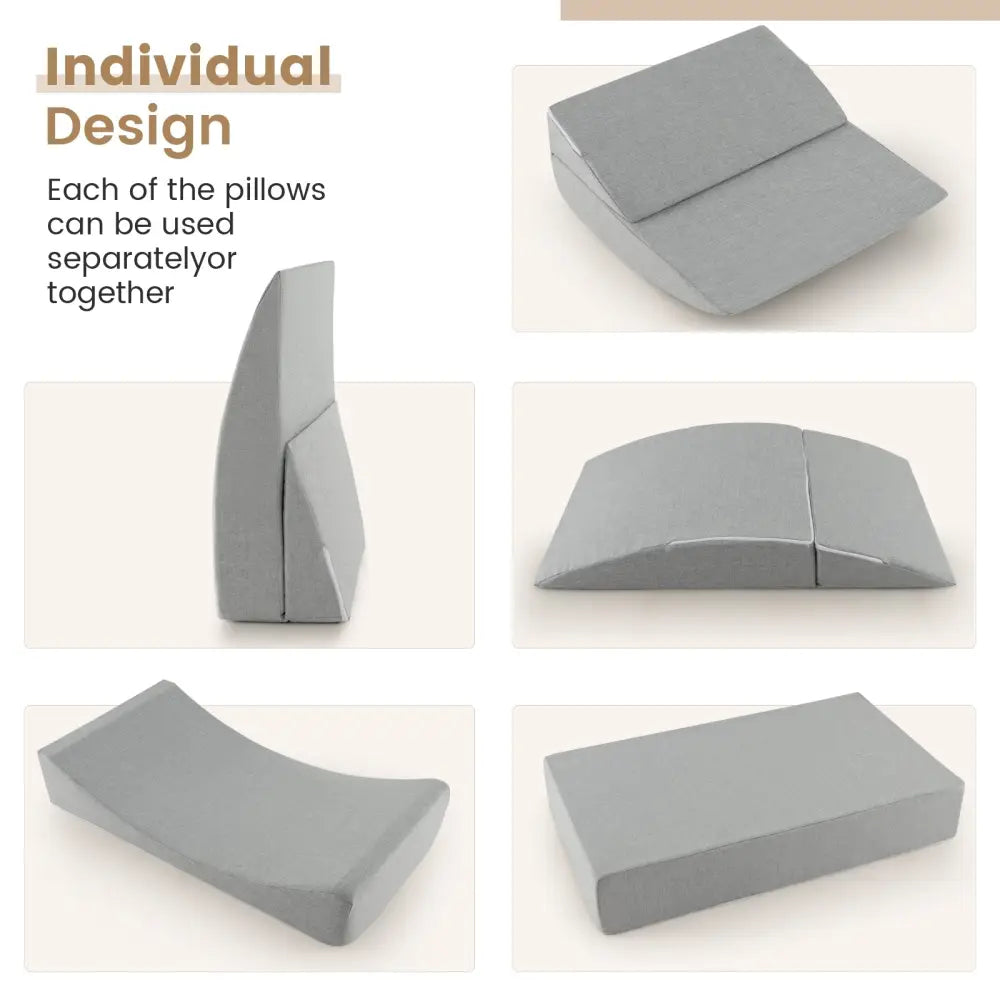 4-in-1 Convertible Folding Sofa Bed with High-Density Foam-Gray - Gray - Bedding