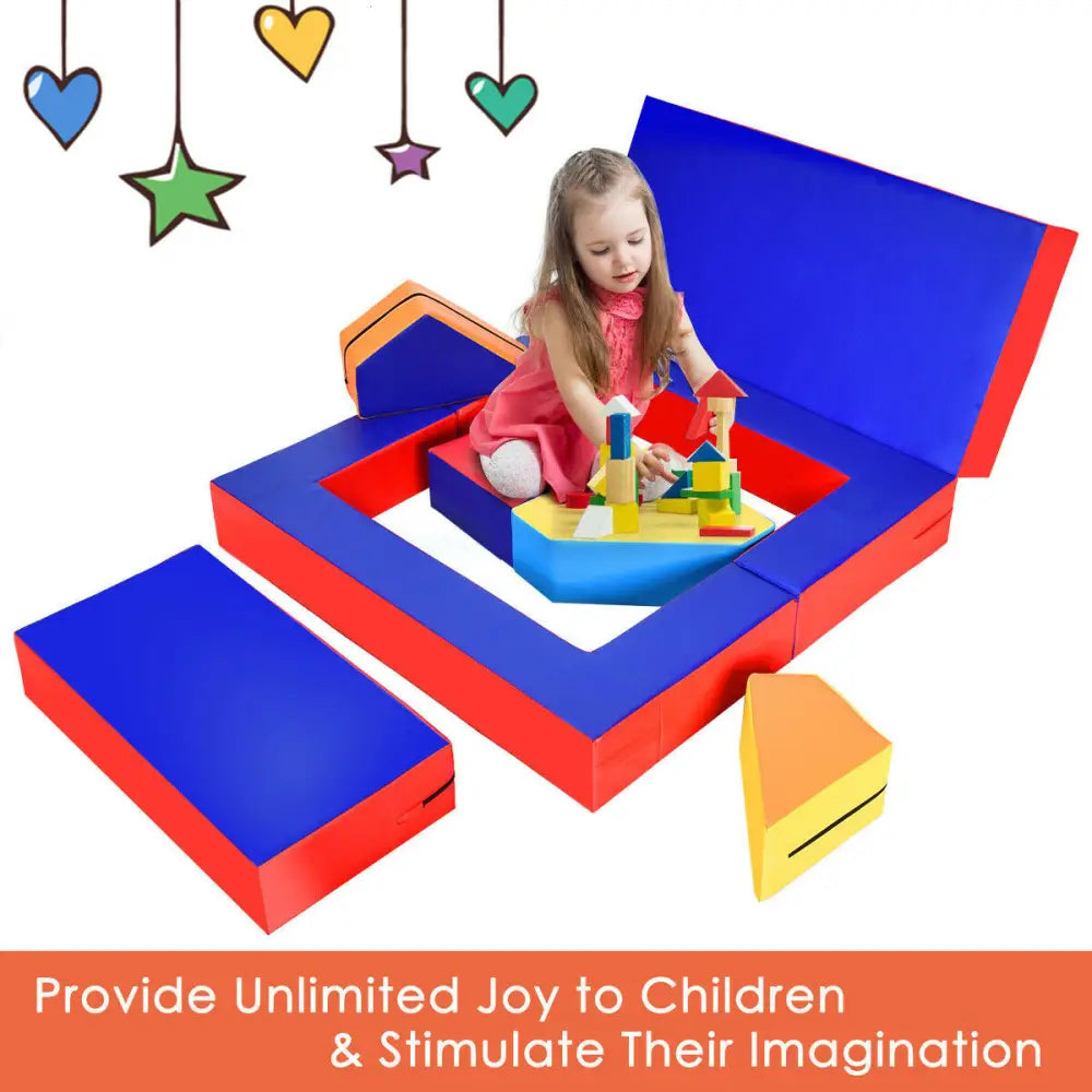 4-in-1 Crawl Climb Foam Shapes Toddler Kids Play Set - Multicolor - Kids Chairs & Seating