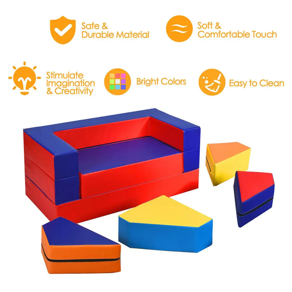 4-in-1 Crawl Climb Foam Shapes Toddler Kids Play Set - Multicolor - Kids Chairs & Seating