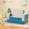 4-in-1 Crawl Climb Foam Shapes Toddler Kids Playset-Blue - Blue - Kids Chairs & Seating