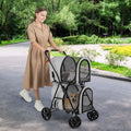 4-in-1 Double Pet Stroller with Detachable Carrier and Travel Carriage-Gray - Gray - Dog Supplies
