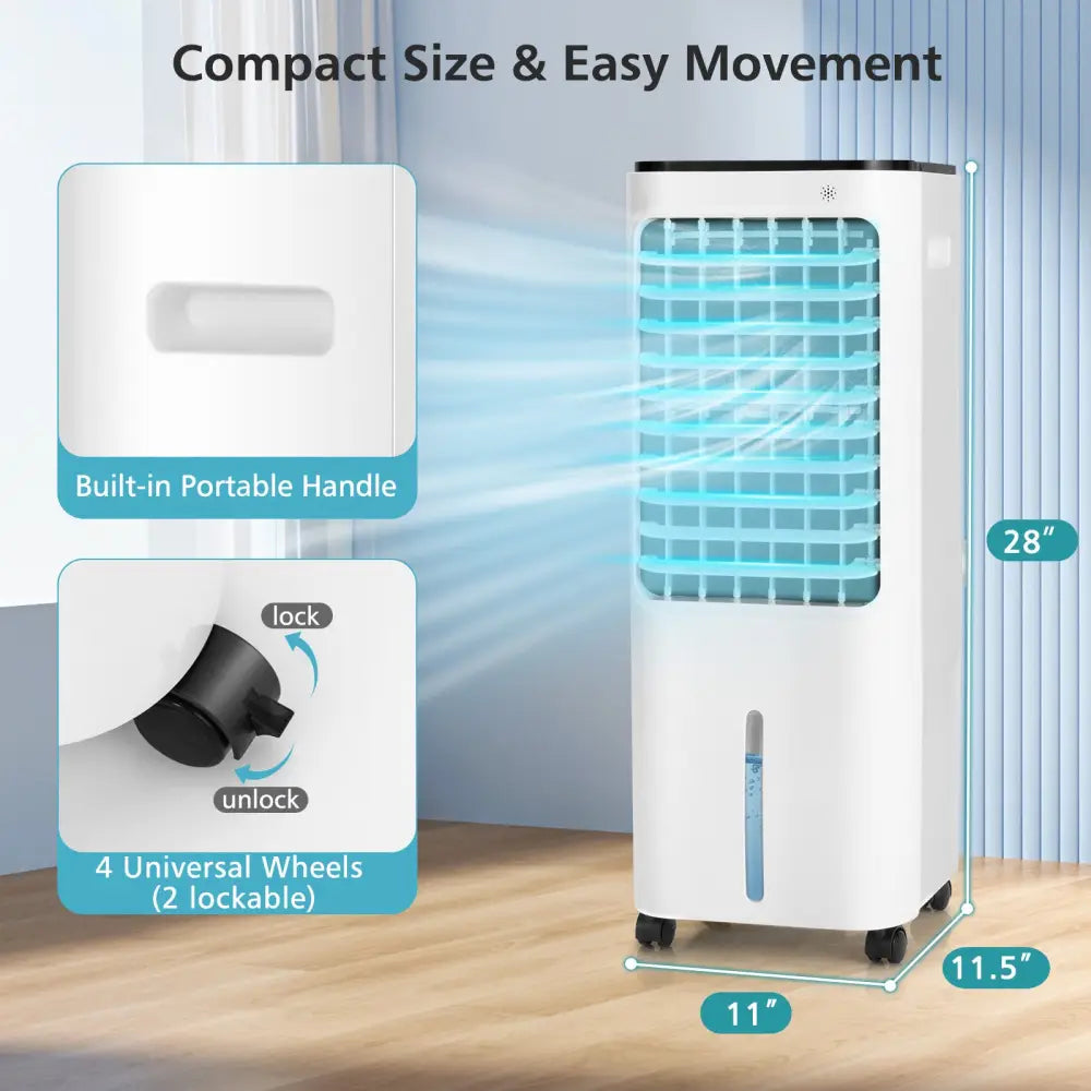 4-in-1 Evaporative Air Cooler with 12L Water Tank and 4 Ice Boxes-White - White - Air Coolers