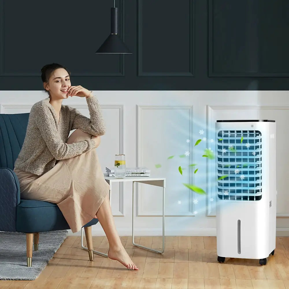 4-in-1 Evaporative Air Cooler with 12L Water Tank and 4 Ice Boxes-White - White - Air Coolers