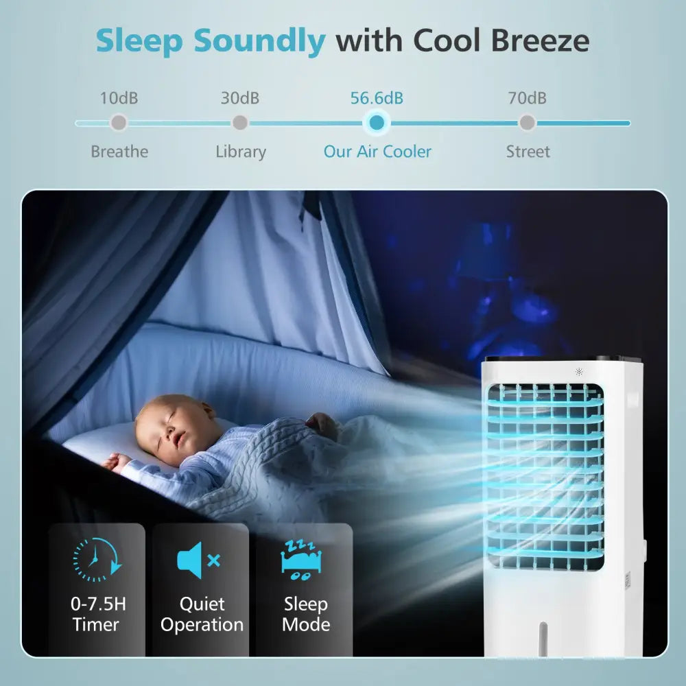 4-in-1 Evaporative Air Cooler with 12L Water Tank and 4 Ice Boxes-White - White - Air Coolers
