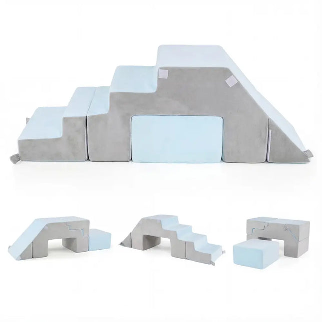 4 - in - 1 Foam Climbing Blocks Toddler Indoor Climb with Slide - Gray - Oasis Home Essentials