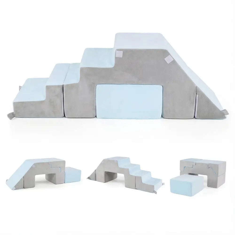 4 - in - 1 Foam Climbing Blocks Toddler Indoor Climb with Slide - Gray - Oasis Home Essentials