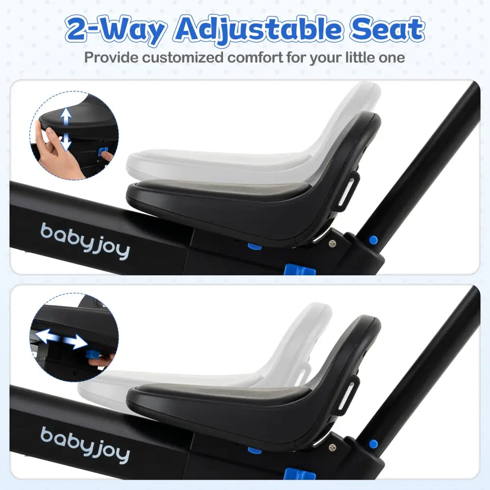 4-in-1 Foldable Toddler Tricycle with Push Handle with Adjustable Seat-Navy - Navy - Push & Pedal Ride On Toys
