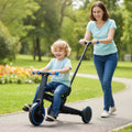 4-in-1 Foldable Toddler Tricycle with Push Handle with Adjustable Seat-Navy - Navy - Push & Pedal Ride On Toys