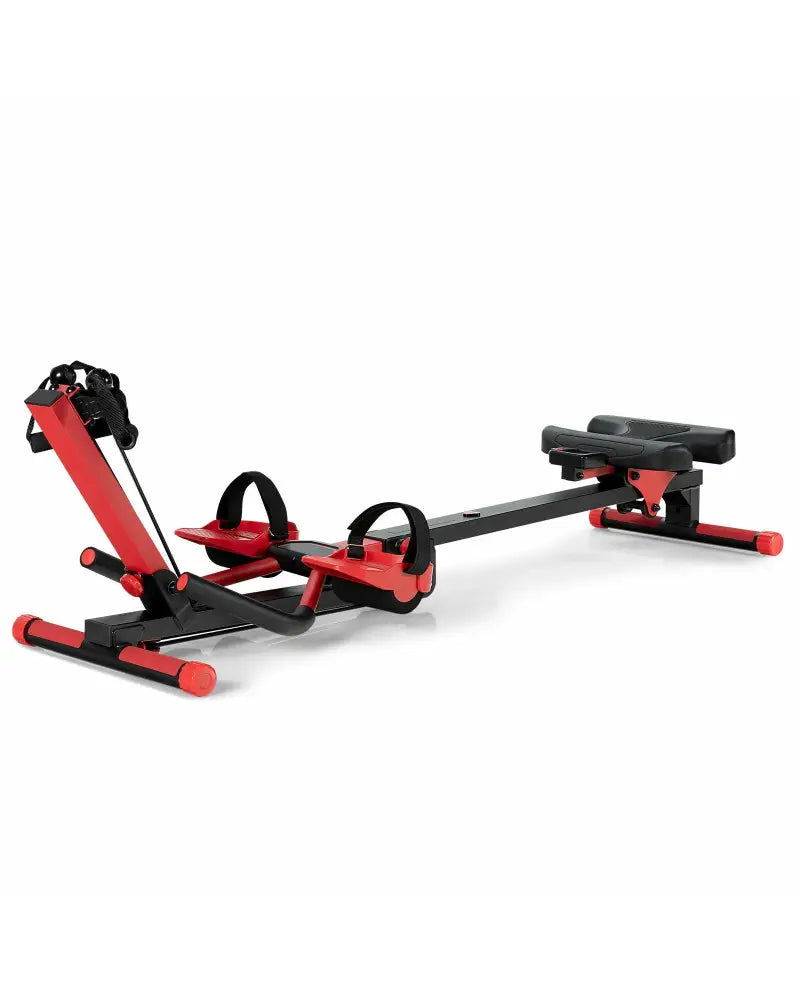 4-in-1 Folding Rowing Machine with Control Panel for Home Gym - Red - Rowing Machines