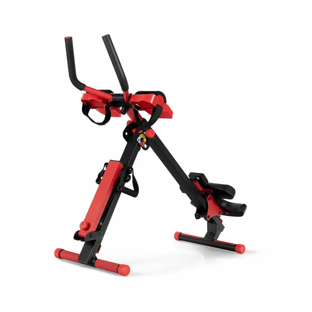 4-in-1 Folding Rowing Machine with Control Panel for Home Gym - Red - Rowing Machines
