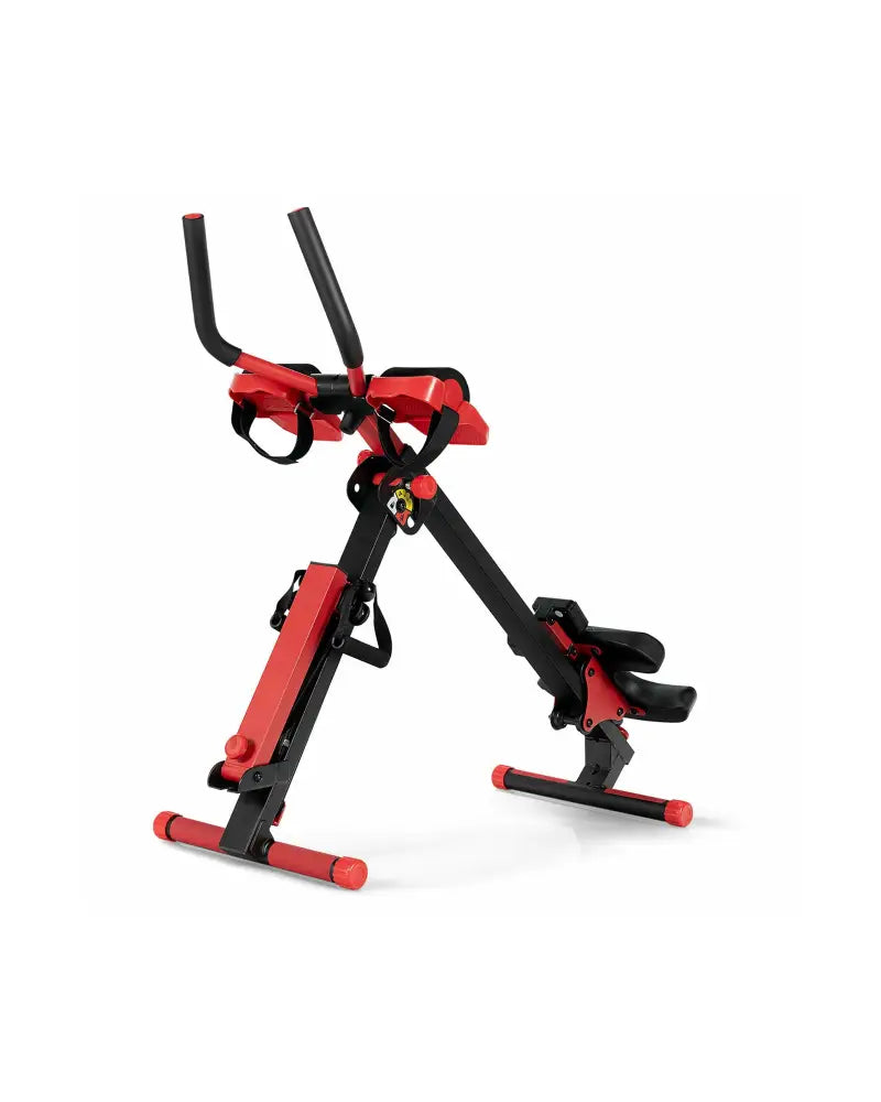 4-in-1 Folding Rowing Machine with Control Panel for Home Gym - Red - Rowing Machines