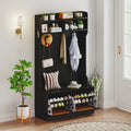 4-In-1 Hall Tree with Coat Rack and Flip Drawers for Entryway Mudroom-Black - Black - Coat Racks & Hall Trees