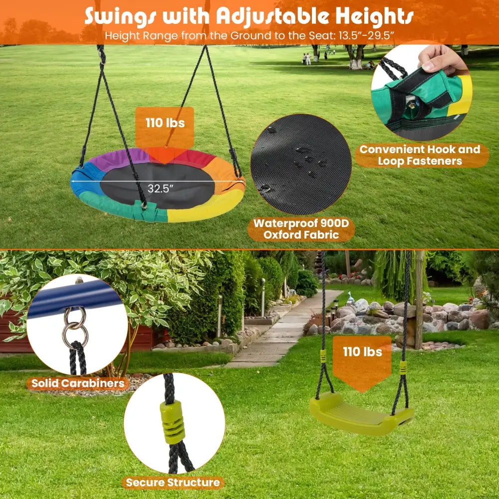 4-in-1 Heavy-Duty Metal Playset with Slide and Basketball Hoop - Multicolor - Swing & Playsets