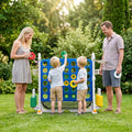 4-in-1 Height Adjustable Row Connect Game with Mesh Net and Carrying Bag-Blue - Blue - Lawn Games