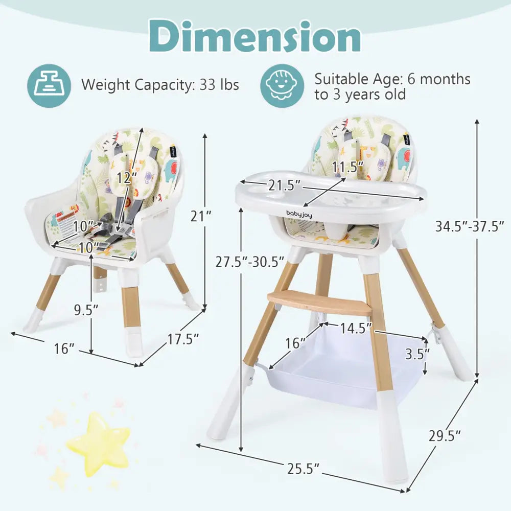 4 in 1 High Chair for Babies Convertible Toddler Highchair-Multicolor - Multicolor - High Chairs