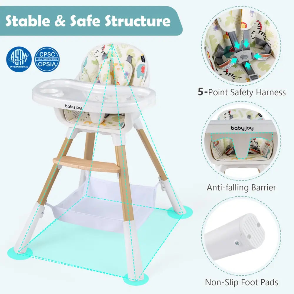 4 in 1 High Chair for Babies Convertible Toddler Highchair-Multicolor - Multicolor - High Chairs