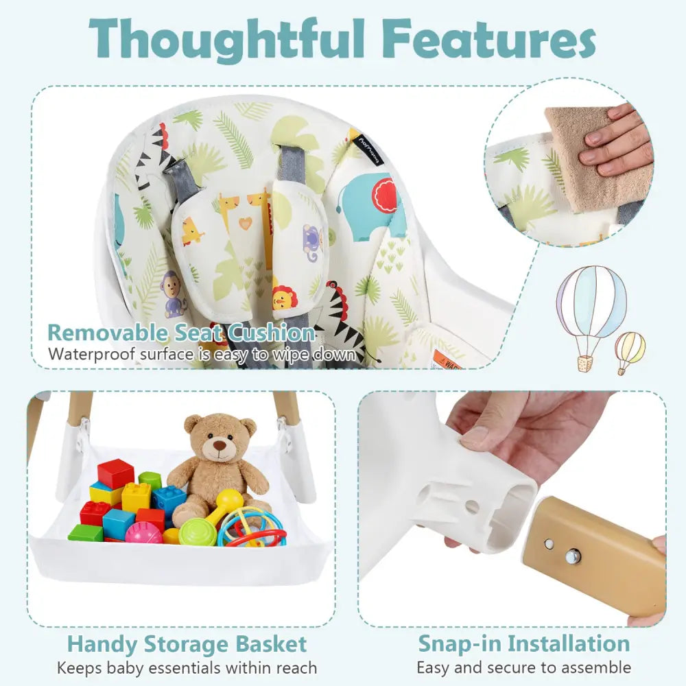 4 in 1 High Chair for Babies Convertible Toddler Highchair-Multicolor - Multicolor - High Chairs