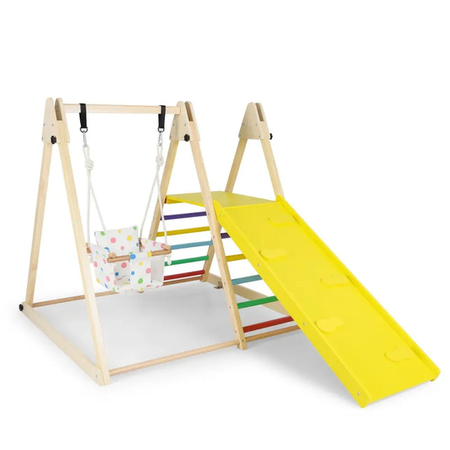 4 - in - 1 Indoor Jungle Gym with Baby Swing and Climbing Ramp - Multicolor - Oasis Home Essentials