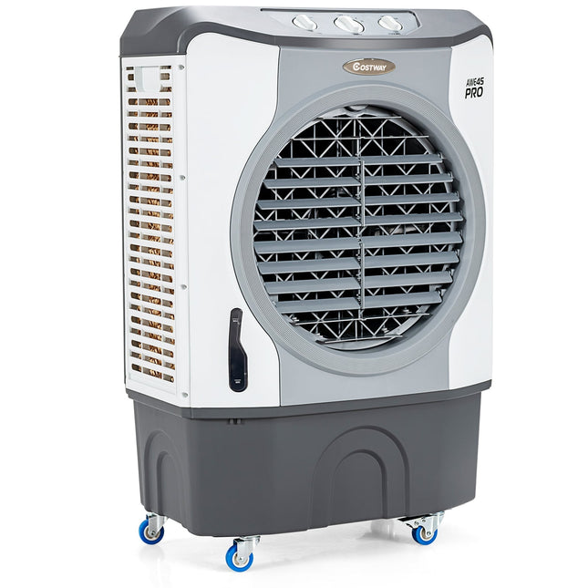 4 - in - 1 Industrial Evaporative Air Cooler Fan with 12 Gallon Tank and Wheels - Gray - Oasis Home Essentials