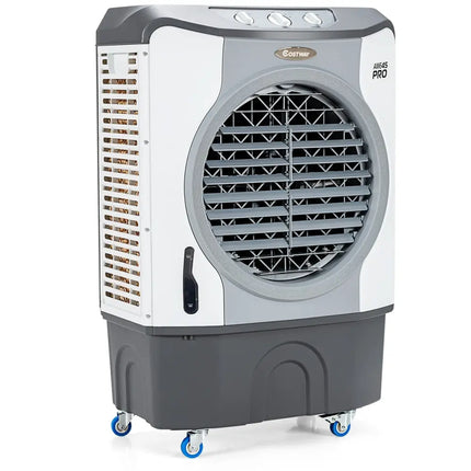 4 - in - 1 Industrial Evaporative Air Cooler Fan with 12 Gallon Tank and Wheels - Gray - Oasis Home Essentials