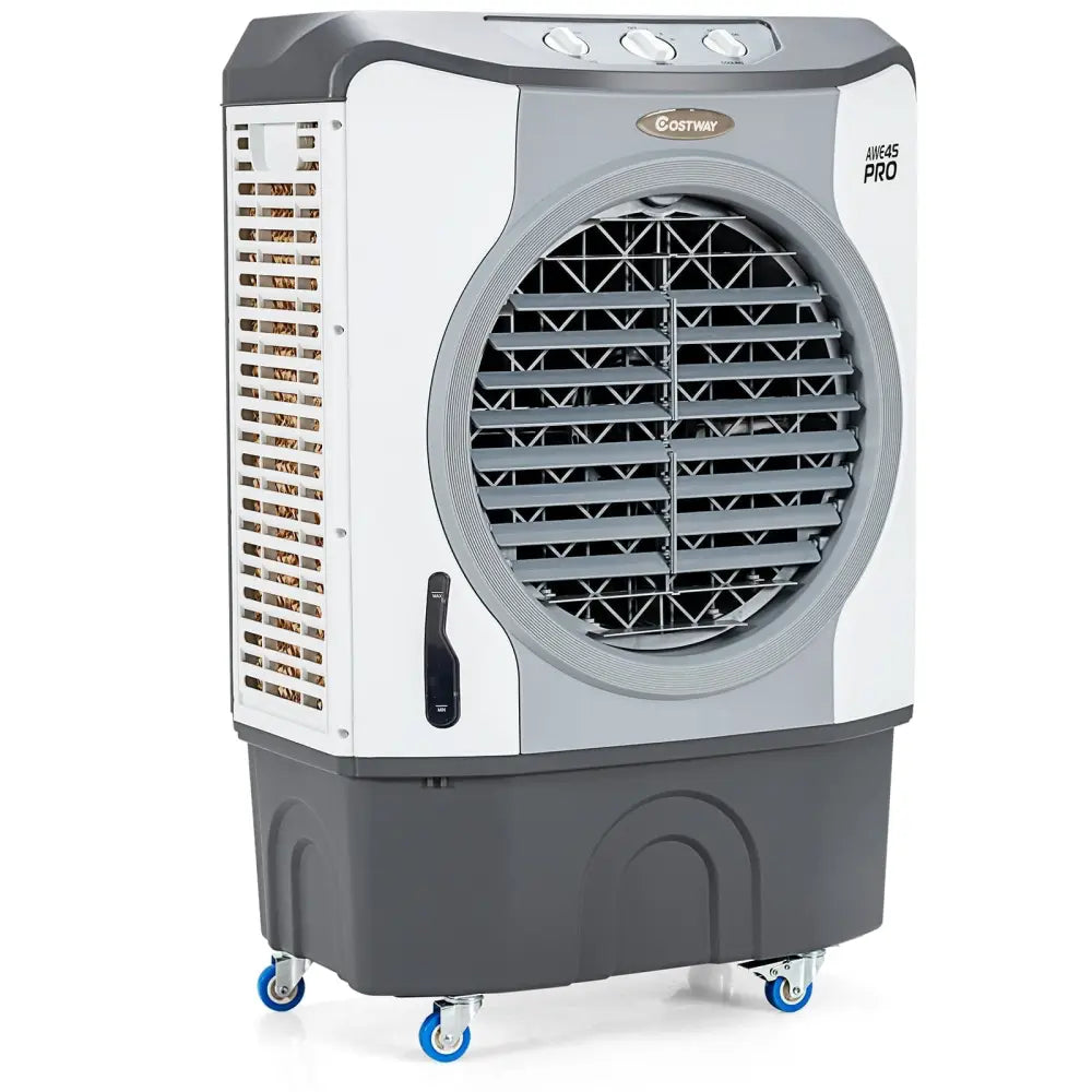 4 - in - 1 Industrial Evaporative Air Cooler Fan with 12 Gallon Tank and Wheels - Gray - Oasis Home Essentials