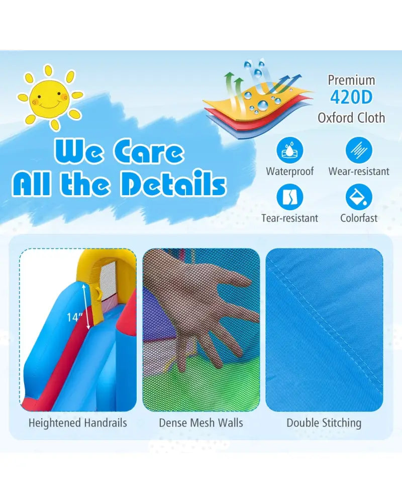 4-in-1 Inflatable Bounce Castle without Blower - Multicolor - Bounce House