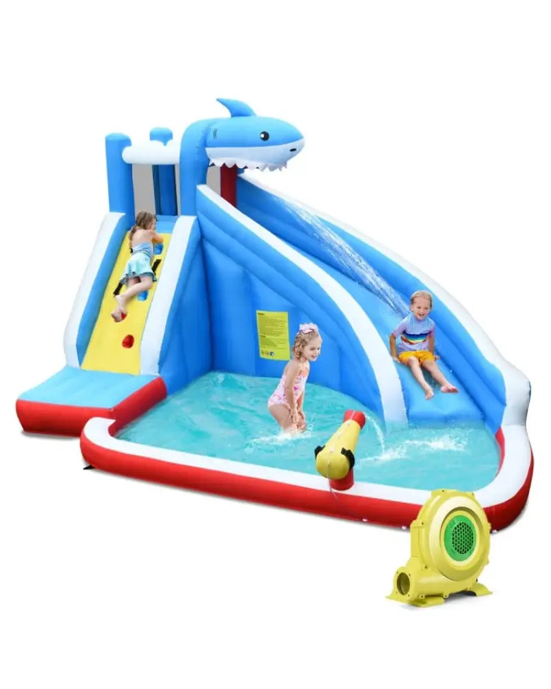 4-in-1 Inflatable Water Slide Park with Long Slide and 735W Blower - Inflatable Water Slides