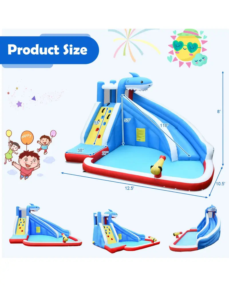4-in-1 Inflatable Water Slide Park with Long Slide and 735W Blower - Inflatable Water Slides